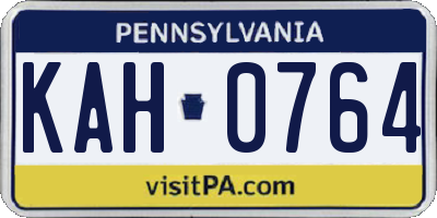 PA license plate KAH0764