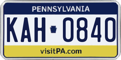 PA license plate KAH0840