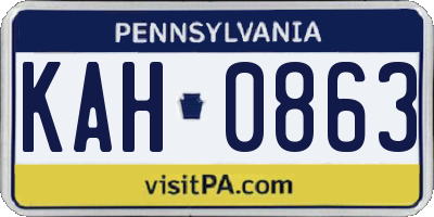 PA license plate KAH0863