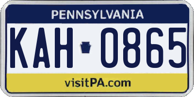 PA license plate KAH0865