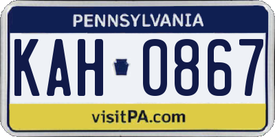PA license plate KAH0867
