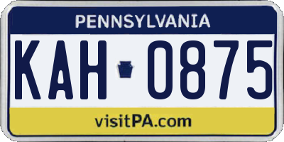 PA license plate KAH0875