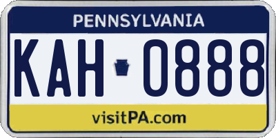 PA license plate KAH0888
