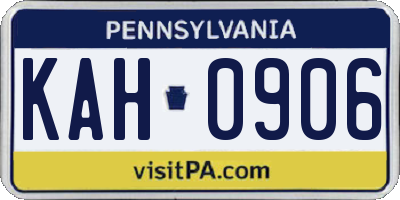 PA license plate KAH0906