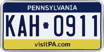PA license plate KAH0911