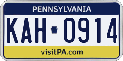 PA license plate KAH0914