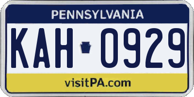 PA license plate KAH0929