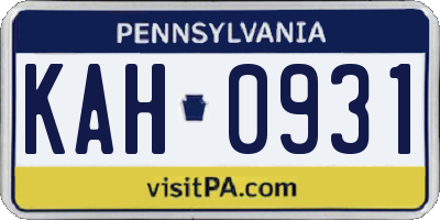 PA license plate KAH0931