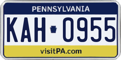 PA license plate KAH0955