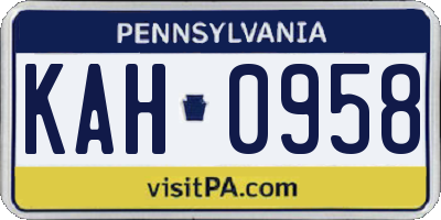 PA license plate KAH0958