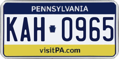 PA license plate KAH0965
