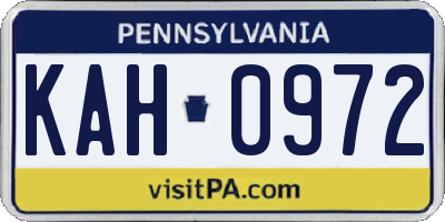 PA license plate KAH0972