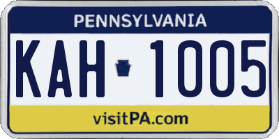 PA license plate KAH1005