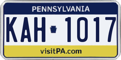 PA license plate KAH1017