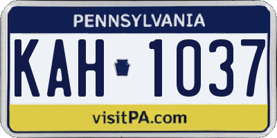 PA license plate KAH1037