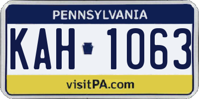 PA license plate KAH1063