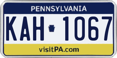 PA license plate KAH1067