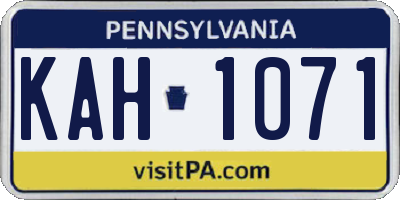 PA license plate KAH1071