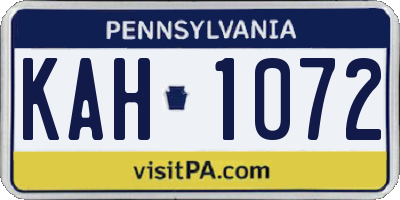 PA license plate KAH1072