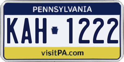PA license plate KAH1222