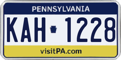 PA license plate KAH1228