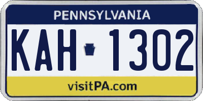 PA license plate KAH1302