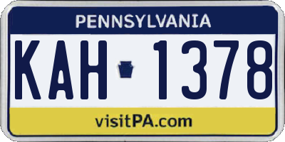 PA license plate KAH1378