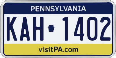 PA license plate KAH1402
