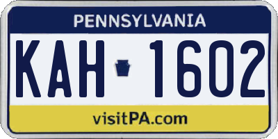 PA license plate KAH1602