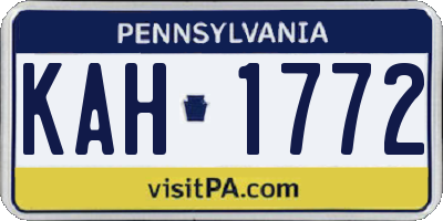 PA license plate KAH1772