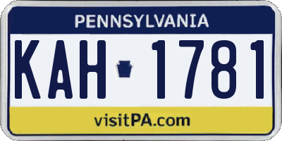 PA license plate KAH1781