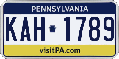 PA license plate KAH1789