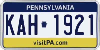 PA license plate KAH1921