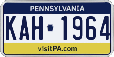 PA license plate KAH1964