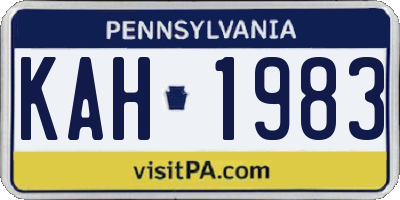 PA license plate KAH1983