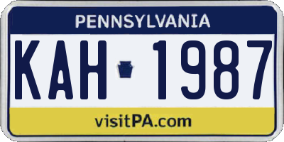 PA license plate KAH1987