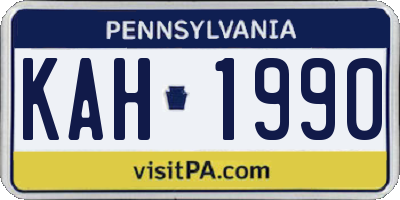 PA license plate KAH1990