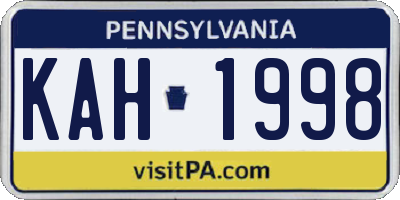 PA license plate KAH1998