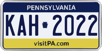 PA license plate KAH2022