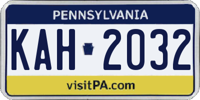 PA license plate KAH2032