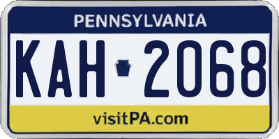 PA license plate KAH2068