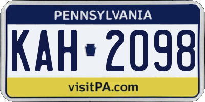 PA license plate KAH2098