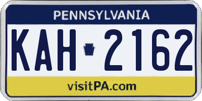 PA license plate KAH2162