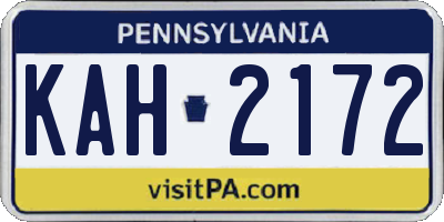 PA license plate KAH2172