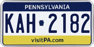 PA license plate KAH2182
