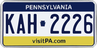 PA license plate KAH2226