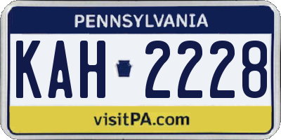 PA license plate KAH2228