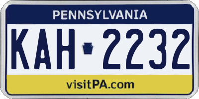PA license plate KAH2232