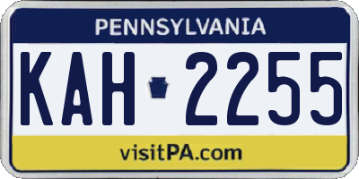 PA license plate KAH2255