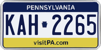 PA license plate KAH2265